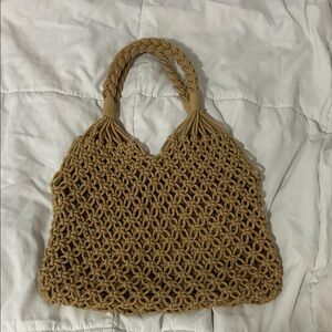 West Loop Tan Woven Beach Market Bag One Size